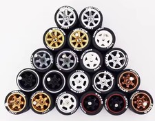 1/64 Scale Wheels & Rubber Tires (10 Sets) Real Riders fits Hot Wheels Mixed Lot picture