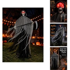 HOMELEX 185cm/72.83in Grim Reaper Halloween Yard Stake Red Eyes Scythe picture