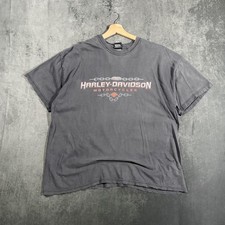 Vintage 2002 Harley Davidson Shirt Men 2XL Faded Black Chain Graphic Tee Y2K picture