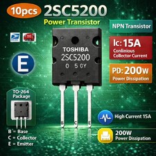 10pcs 2SC5200 Power TOSHIBA Transistor Silicon NPN Triple Diffused Type to-264 picture
