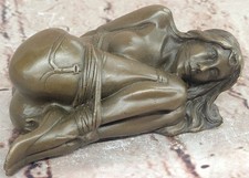 VINTAGE BONDAGE GIRL BRONZE ART DECO STATUE NO RESERVE HOT CAST SCULPTURE FIGURE picture