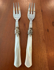 Vtg EME Italy Napoleon Ivory Pearl Salad Dessert Forks S3324 Replacement Pair 2 picture