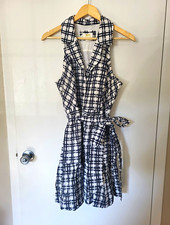 Maeve By Athropologie Women’s 12 White/Black Plaid Sleeveless Shirt Dress picture
