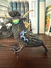 VINTAGE CHINESE GILT  FILIGREE ENAMEL PEACOCK Bird FIGURINE Stunning OBO picture