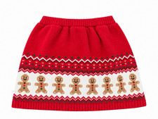 Gymboree Girls 5T Red Knit Cotton Fair Isle Gingerbread Holiday A-Line Skirt picture