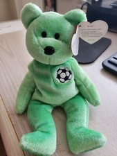 RARE Ty Beanie Baby - 1998 Kicks - The Soccer Bear - with Tag Errors 98/99 picture