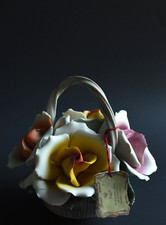 VTG Capodimonte Style Porcelain Basket of Roses w/ Tag | Made in Italy AS IS picture