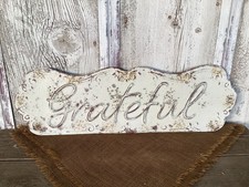 Vintage Inspired Shabby Chic Rustic Metal Grateful Sign Wall Decor Home Decor picture