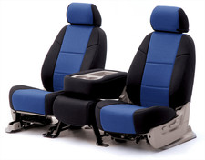 Coverking Front Seat Covers 2019-2024 Chevy Silverado Blue Black picture