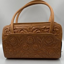 Vintage Moni-Abur Hand Tooled Leather Handbag Aztec Calendar Purse Mexico picture