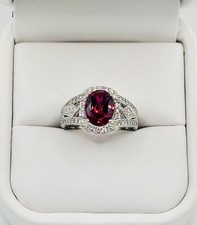 Simon G. 2.75cttw Natural Rubellite Tourmaline Diamond Halo Ring 18k White Gold picture