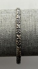 Vintage Repousse Floral Filigree Silver Plated Bangle Bracelet picture