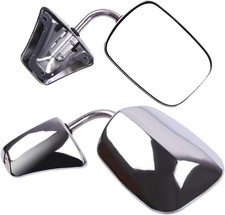 Chrome Side View Mirror Set for Chevy GMC Trucks 1973 1991 Manual Folding Pair picture