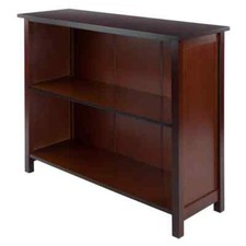 Winsome Wood Bookcase 2-Section Wide Shelf Walnut picture