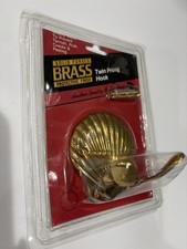 Vintage GATCO Wall Hook Solid Forged Brass Twin-prong Shell Collection Mounting picture