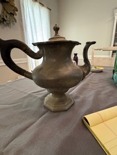 Antique c1840 Leonard Reed & Barton Britannia Hot Water Pot Pewter Wood Handle picture