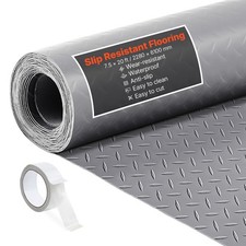 VEVOR Garage Floor Roll 7.5x20 ft PVC Diamond Mat Non-Slip Silver Gray picture
