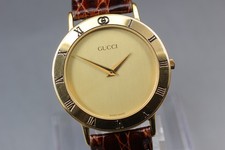 [Near MINT] GUCCI 3000.2.M Vintage 33mm Men’s Quartz Watch Gold Dial From JAPAN picture