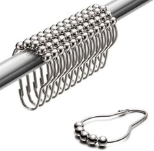 12-Piece Stainless Steel Shower Curtain Hooks with Roller Ball picture