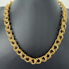 RARE Vintage Monet Necklace Chunky Gold Tone Statement Twisted Ribbon Runway picture