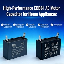 CBB61 250V Fan motor Capacitor  250VAC  4/5/6/8/10/12/15/20/24/25 UF   2 PINS picture
