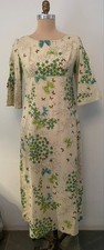 VTG ALFRED SHAHEEN  1960'S LONG cotton HAWAIIAN dress~S~BUTTERFLIES~GREAT picture