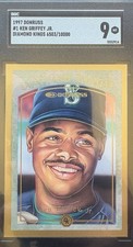 KEN GRIFFEY JR. 1997 Donruss Diamond Kings #1 * #6503/10000 * SGC 9 MT * LOW POP picture