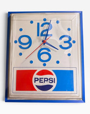Pepsi Cola Advertising Electric Wall Clock Sign Design Working Vintage 1974  picture