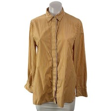 COS Women's Mustard Yellow Long Sleeve Striped Button Down Shirt Top Size 8 picture