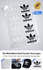 10x ADIDAS White & Black Heat Transfer Vinyl Logos picture