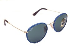 Ray-Ban ROUND CRAFT LEATHER RB3475Q 9194/31 50mm Mens Sunglasses BLUE JEANS GOLD picture