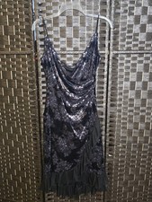 Vtg 90s Y2K Rampage Velvet Burnout Floral Ruffle Asymmetric Dress XL Whimsigoth picture