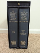 The Compact Edition of the Oxford Dictionary 2 Vols with a Magnifying Glass picture