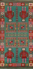 Geometric Traditional Indian Runner Rug 4x10 Ft Handmade Oriental Wool Carpet picture