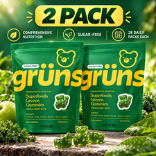 2 Pack Grüns Superfood Greens Gummies Sugar Free 21+ Vitamins Minerals 20oz picture
