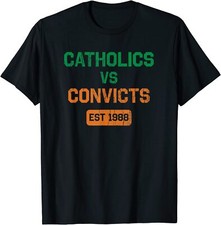 NEW LIMITED 1988 Catholics Vs Convicts Retro Distressed T-Shirt picture