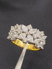 Stunning 2.18 Cts Marquise Round Cut Diamonds Engagement Band Ring In 14K Gold picture