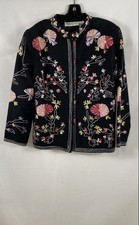 Draper's & Damon's Women's Vintage 90s Black Floral Embroidered Blazer Sz S picture