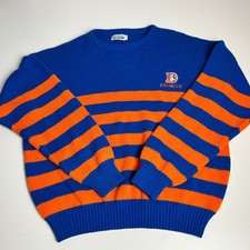 Vintage Denver Broncos Brandon Sweater Mens Large Blue Orange Striped Knit USA picture