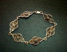 VINTAGE WOMEN NEW SILVER 925 BRACELET IN FILIGREE-ANTIQUE MODEL-AWES0ME picture
