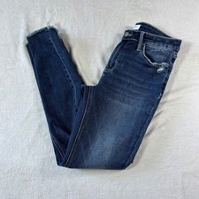 Lovervet by Vervet Womens Dark Wash Raw Hem High Rise Skinny Distressed Jeans 28 picture