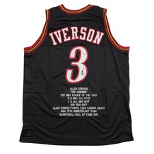 Autographed/Signed Allen Iverson Philadelphia Black Stat Jersey JSA COA picture