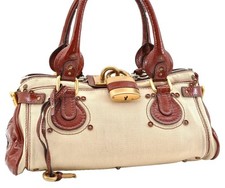 Authentic Chloe Paddington Leather Shoulder Hand Bag Purse Beige AB794 picture