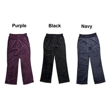 Halston Women's Super Soft Drawstring Waist Velour Ribbed Pant picture