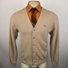 Vtg 60s 70s Challenger Sweater Mens Large Turtle Hipster MCM Rockabilly Cardigan picture