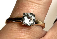 Antique C&C Art Deco Nouveau Cut Crystal 10K GF Sterling Silver Ring Sz 9 picture