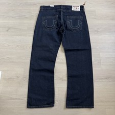 Vintage True Religion 42x32 Mens Ricky Thick Stitch Denim Jeans Dark Wash NEW picture