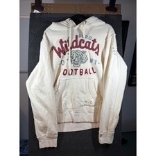 Aeropostale Hoodie Mens L Cream Wildcats Football Distressed Graphic Pullover picture