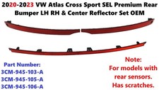 20-23 VW Atlas Cross Sport SEL Premium Rear Bumper LH RH & Center Reflector Set picture