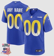 Men's Royal Los Angeles Rams Custom Game - Stitched picture